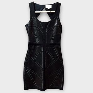 En Crème Black Cutout Bodycon Dress | Edgy Cocktail | Size S